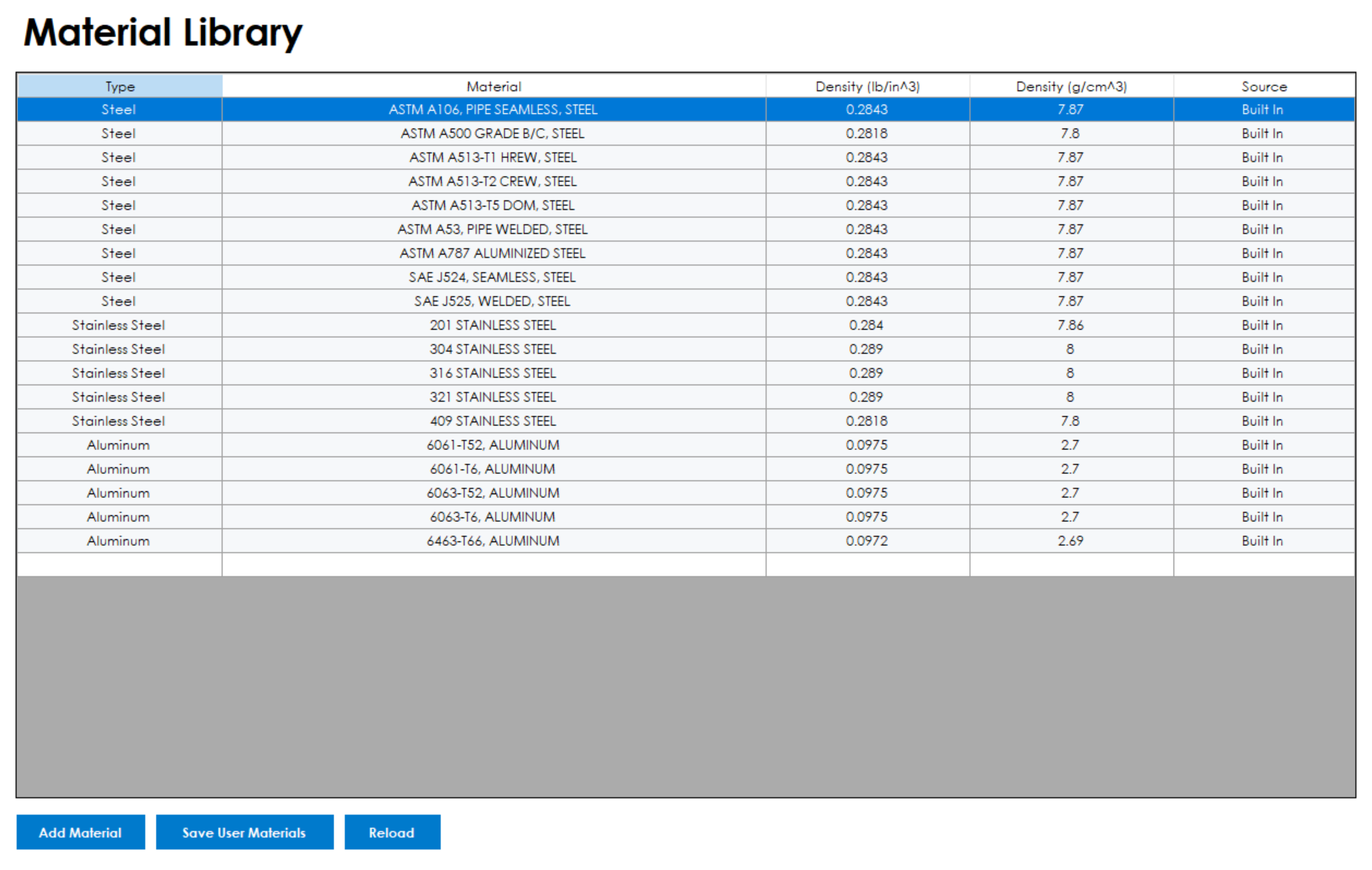 Material Library screenshot